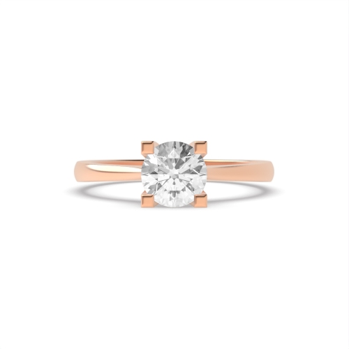 4 Prong Round Rose Gold Square claws open set Engagement Rings