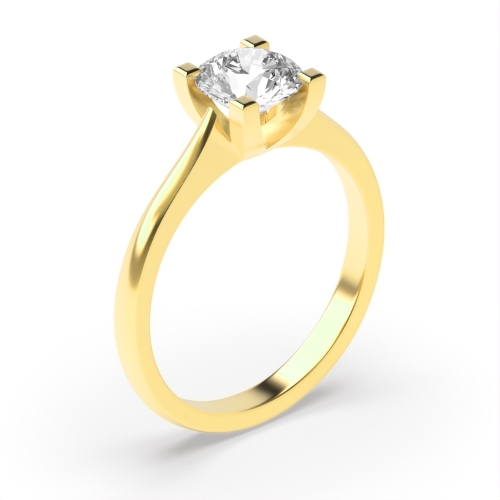4 Prong Round Yellow Gold Square claws open set Engagement Rings