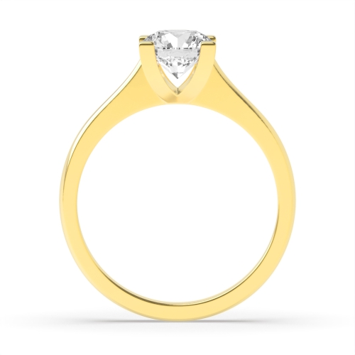 4 Prong Round Yellow Gold Square claws open set Engagement Rings