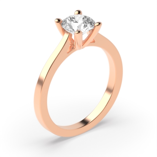 4 Prong Round Rose Gold Open setting gallery Engagement Rings