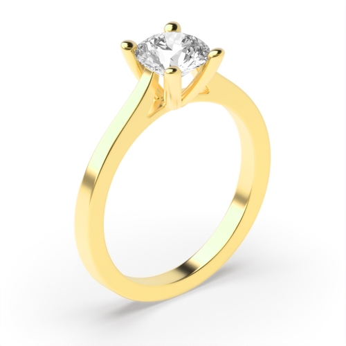 4 Prong Round Yellow Gold Open setting gallery Engagement Rings