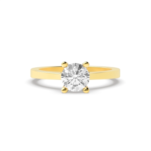 4 Prong Round Yellow Gold Open setting gallery Engagement Rings