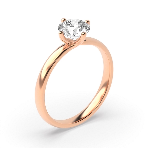 4 Prong Round Rose Gold Twist claws open set Engagement Rings
