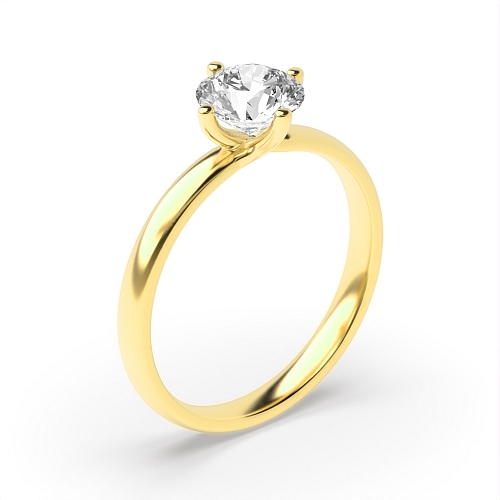 4 Prong Round Yellow Gold Twist claws open set Engagement Rings