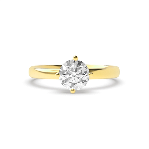4 Prong Round Yellow Gold Twist claws open set Engagement Rings