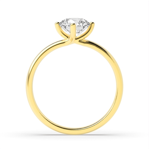 4 Prong Round Yellow Gold Twist claws open set Engagement Rings