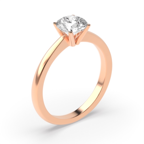 Round Solitaire Diamond Engagement Rings In Rose / White Gold Prong Setting 