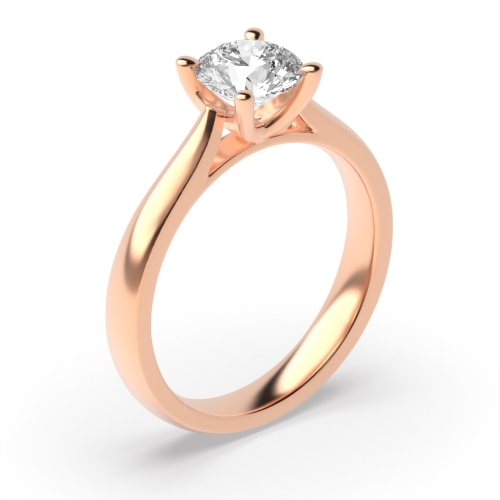 4 Prong Set Round Solitaire Rose Gold Diamond Engagement Rings