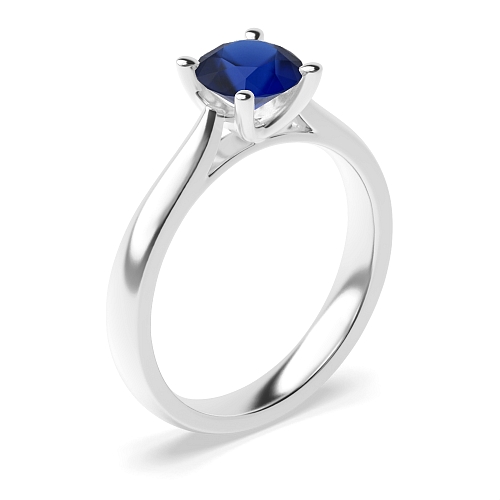 Round Open set tapering Blue Sapphire Engagement Rings