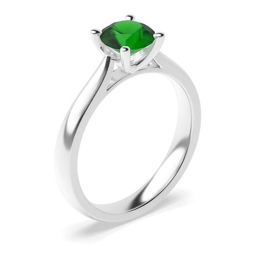 Round Open set tapering Emerald Engagement Rings