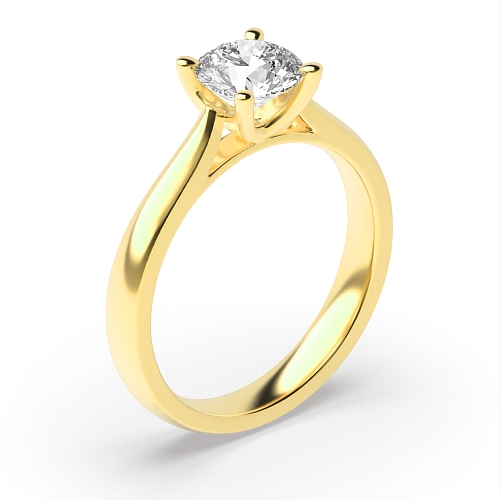 Round Yellow Gold Open set tapering Engagement Rings