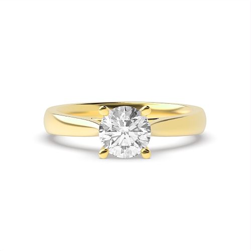 Round Yellow Gold Open set tapering Engagement Rings