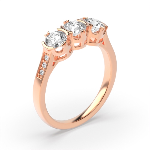 Vintage Style Round Three Stone Diamond Ring In Gold / Platinum