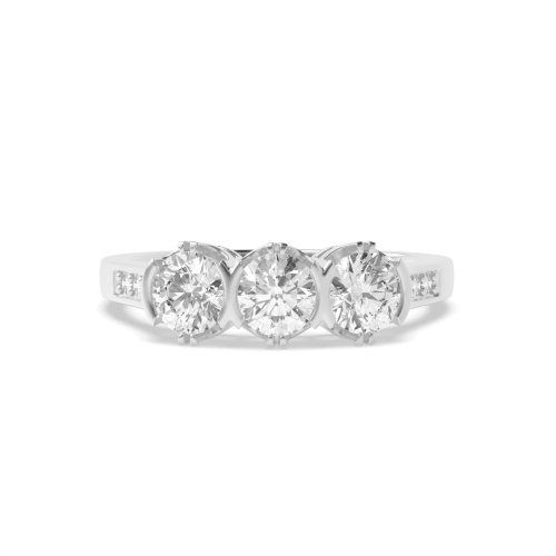 4 Prong Round Shoulder set unique Moissanite Engagement Rings