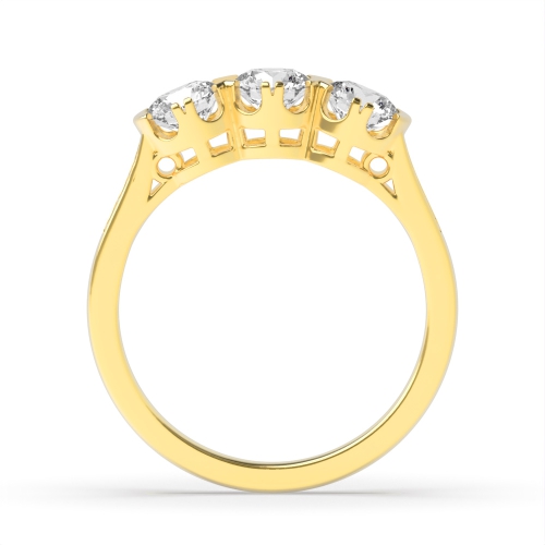 4 Prong Round Yellow Gold Shoulder set unique Engagement Rings