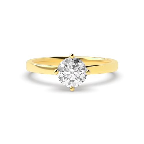 Round Yellow Gold Twisted Claws Engagement Rings