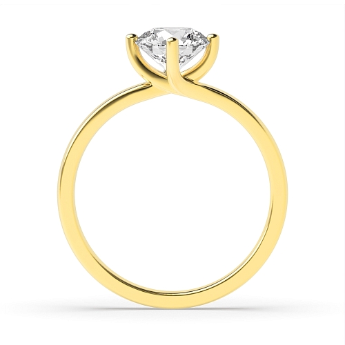 Round Yellow Gold Twisted Claws Engagement Rings