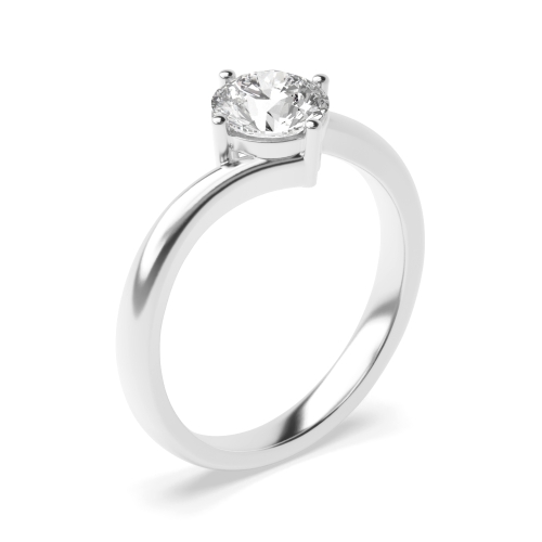 4 Prong Round Basket Twisted Shoulder Solitaire Engagement Ring