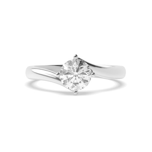 4 Prong Round Basket Twisted Shoulder Solitaire Engagement Ring