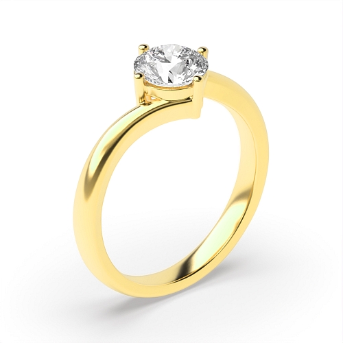 4 Prong Round Yellow Gold Basket Shoulder Twisted Engagement Rings