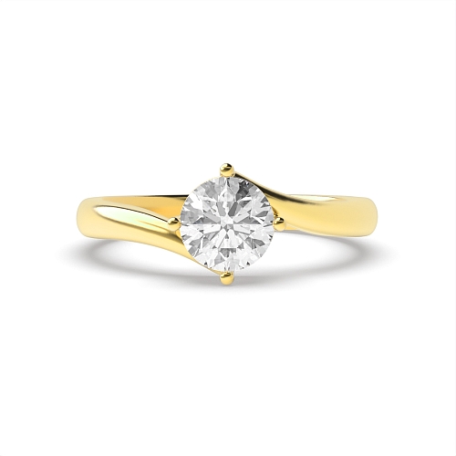 4 Prong Round Yellow Gold Basket Shoulder Twisted Engagement Rings