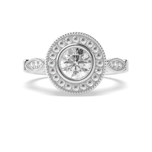 4 Prong Round Vintage Halo Engagement Ring