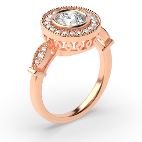 4 Prong Round Rose Gold Vintage Engagement Rings
