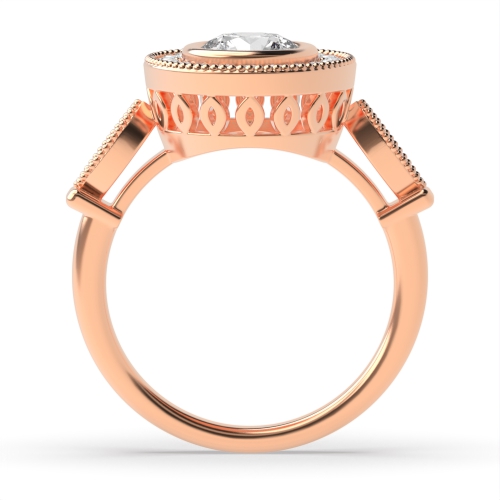 4 Prong Round Rose Gold Vintage Engagement Rings
