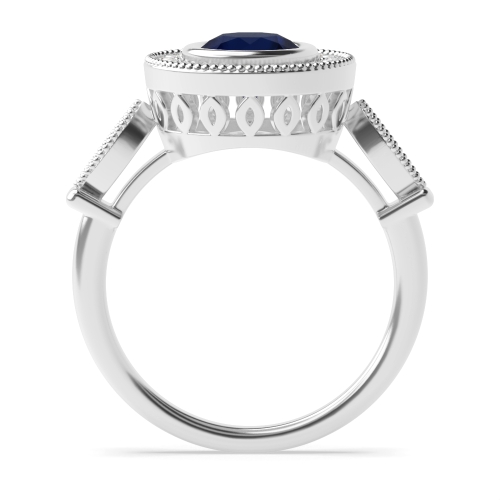 Round Vintage Blue Sapphire Engagement Rings