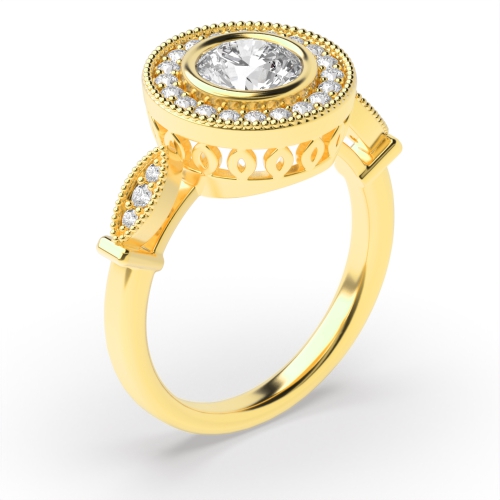 4 Prong Round Yellow Gold Vintage Antique Engagement Rings