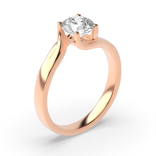 Round Rose Gold Crossover twisted shoulder Engagement Rings