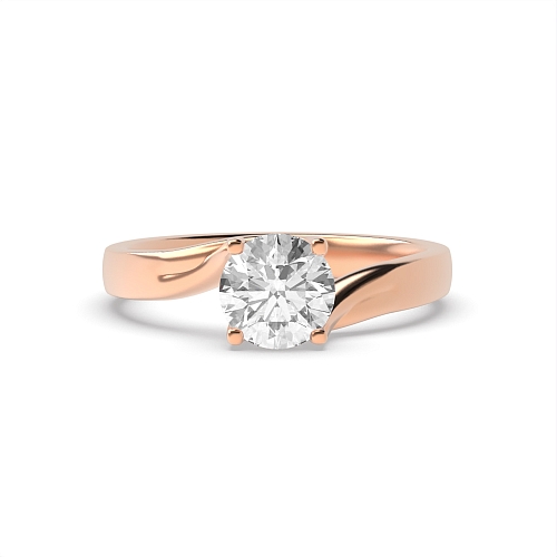 Round Rose Gold Crossover twisted shoulder Engagement Rings
