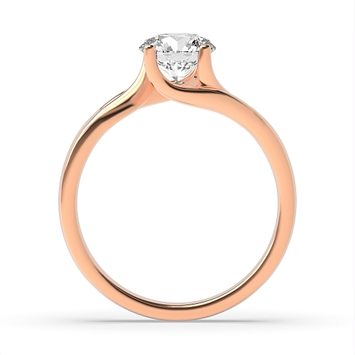 Round Rose Gold Crossover twisted shoulder Engagement Rings