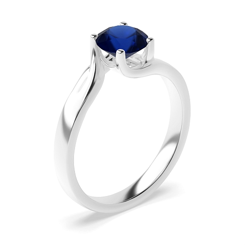 Round Crossover twisted shoulder Blue Sapphire Engagement Rings