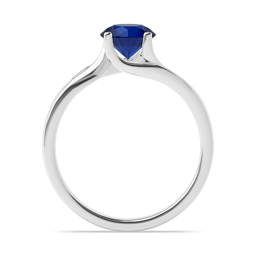 Round Crossover twisted shoulder Blue Sapphire Engagement Rings