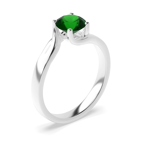 Round Crossover twisted shoulder Emerald Engagement Rings