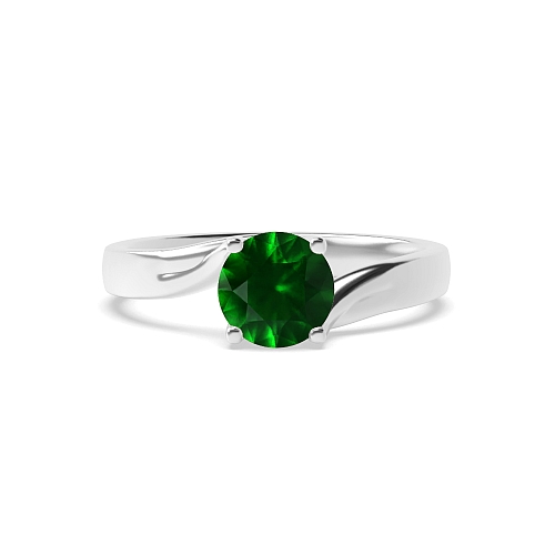 Round Crossover twisted shoulder Emerald Engagement Rings