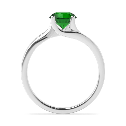 Round Crossover twisted shoulder Emerald Engagement Rings
