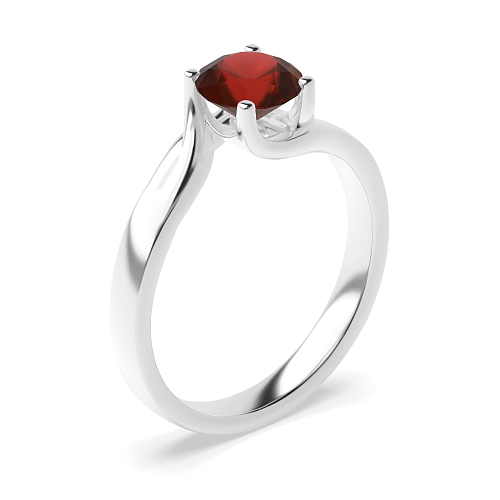 Round Crossover twisted shoulder Garnet Engagement Rings