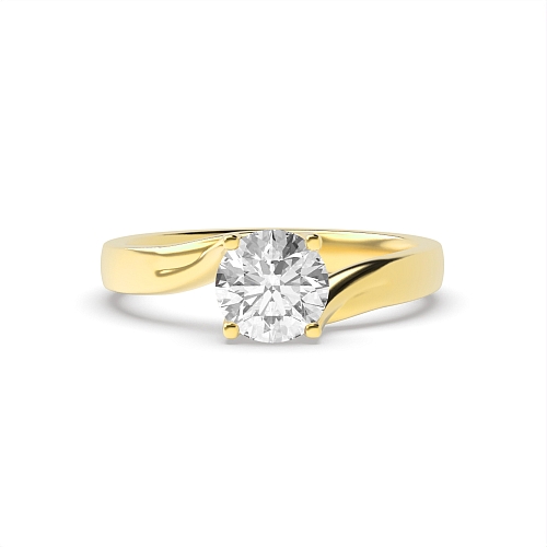 Round Yellow Gold Crossover twisted shoulder Engagement Rings