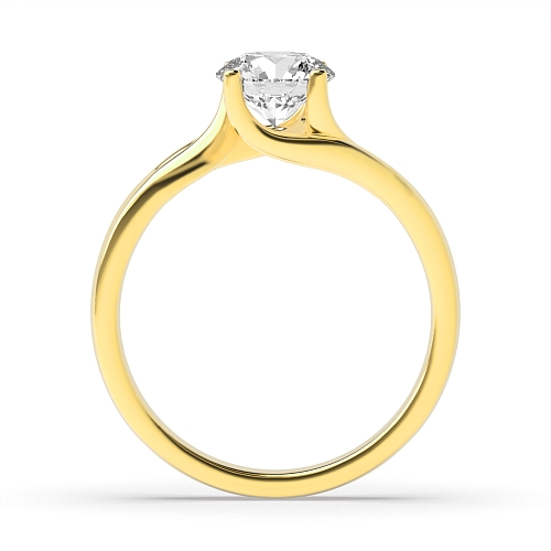Round Yellow Gold Crossover twisted shoulder Engagement Rings