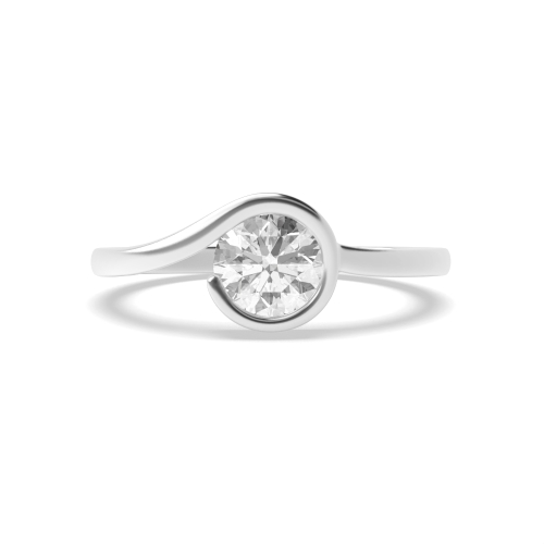 4 Prong Round Swirl Lab Grown Diamond Solitaire Engagement Ring