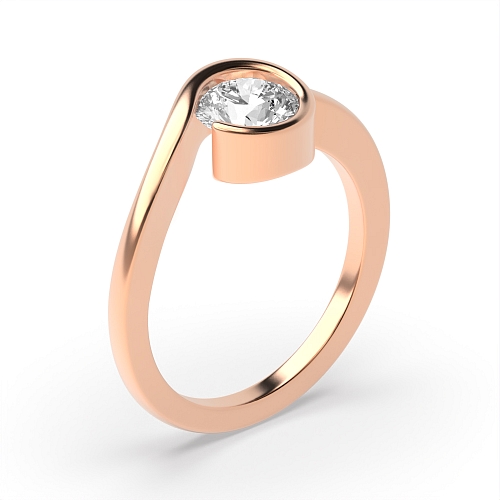 4 Prong Round Rose Gold Swirl Twisted Engagement Rings