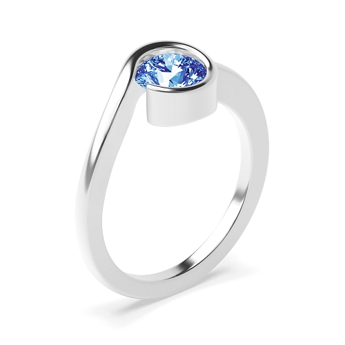 Bezel Setting Round Swirl Tanzanite Engagement Rings