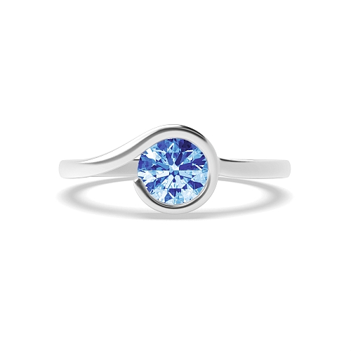 Bezel Setting Round Swirl Tanzanite Engagement Rings