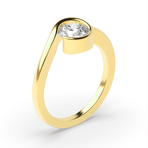 4 Prong Round Yellow Gold Swirl Twisted Engagement Rings