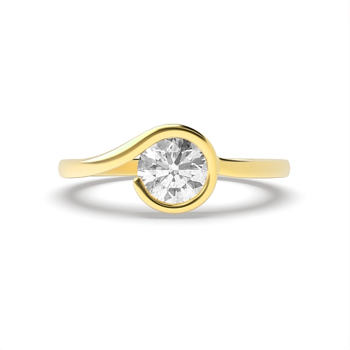 4 Prong Round Yellow Gold Swirl Twisted Engagement Rings