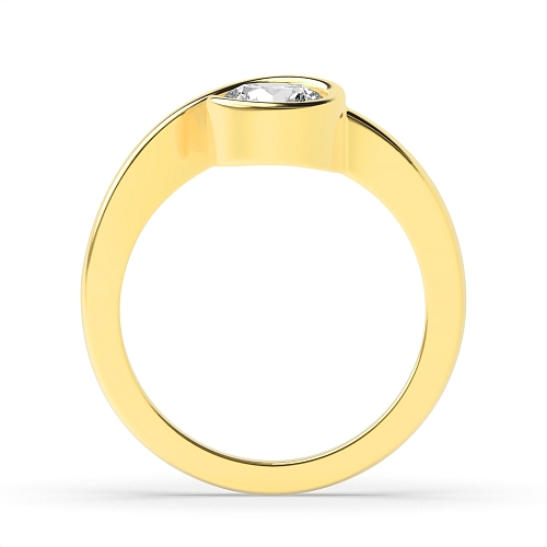 4 Prong Round Yellow Gold Swirl Twisted Engagement Rings