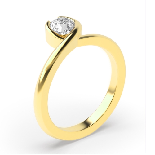 Bezel Set Round Solitaire Diamond Engagement Rings For Women