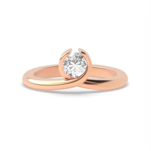 4 Prong Round Rose Gold Charm Twisted Engagement Rings